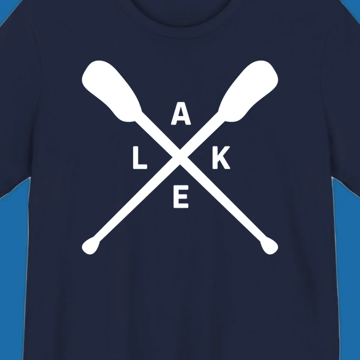 Crossed oars with the word LAKE in the center, representing lake day adventures.
