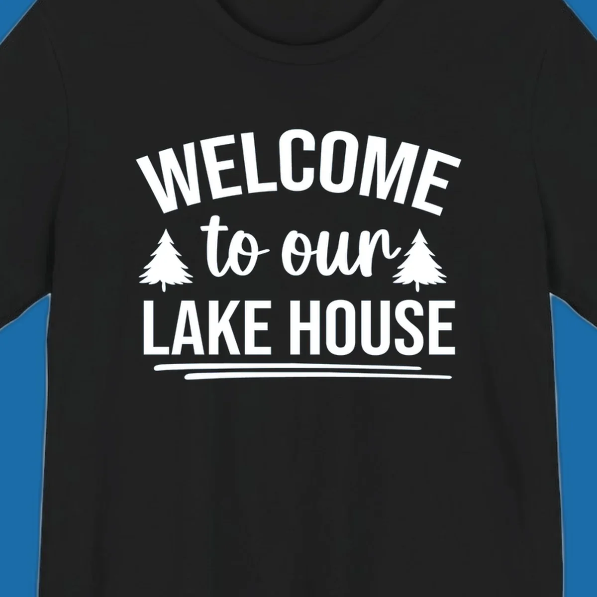 Welcome to our lake house design with trees. lake-house-welcome.