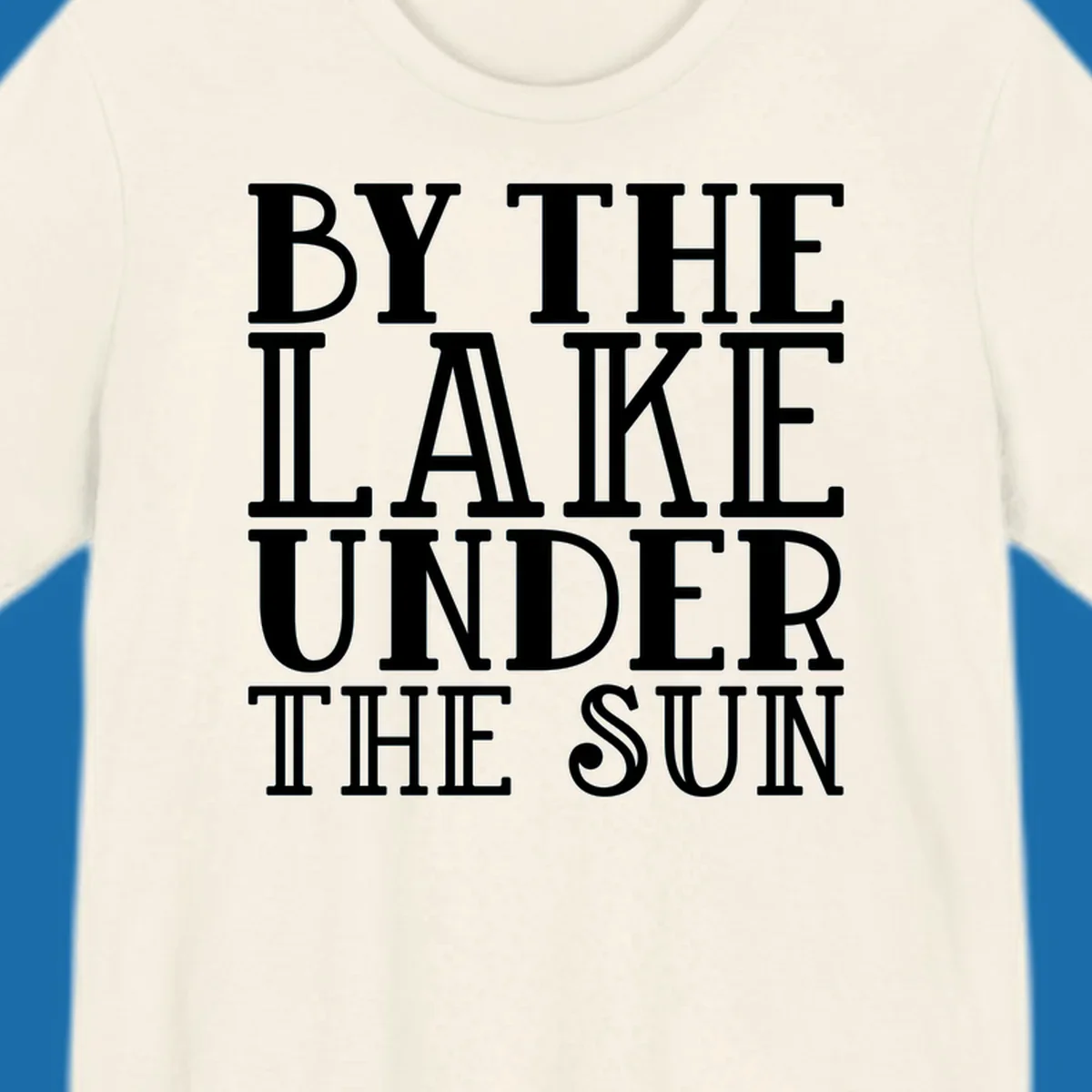 Text design 'BY THE LAKE UNDER THE SUN' in white serif font.