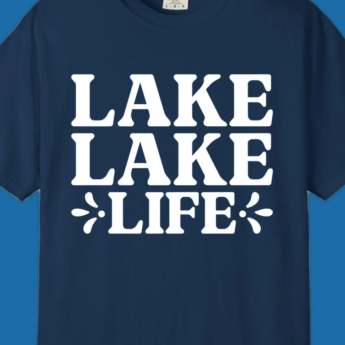 Lake Life Retro Typography stacked text design with floral accents.