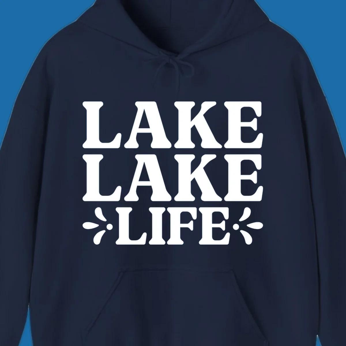 Lake Life Retro Typography stacked text design with floral accents.