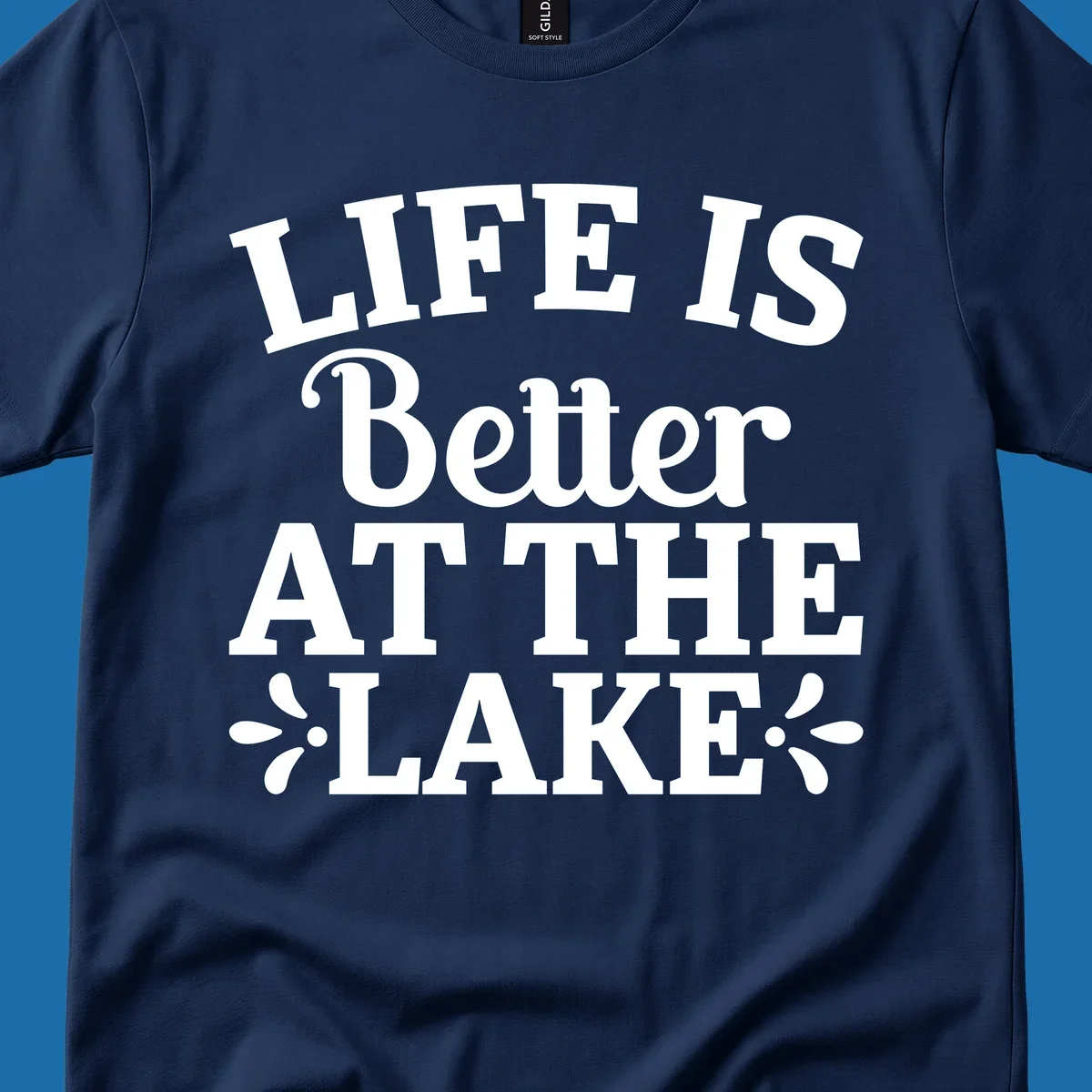 Life is better at the lake quote with decorative elements.