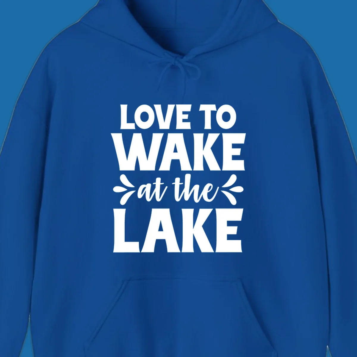 Typography design for 'Love To Wake At The Lake' featuring bold white lettering.
