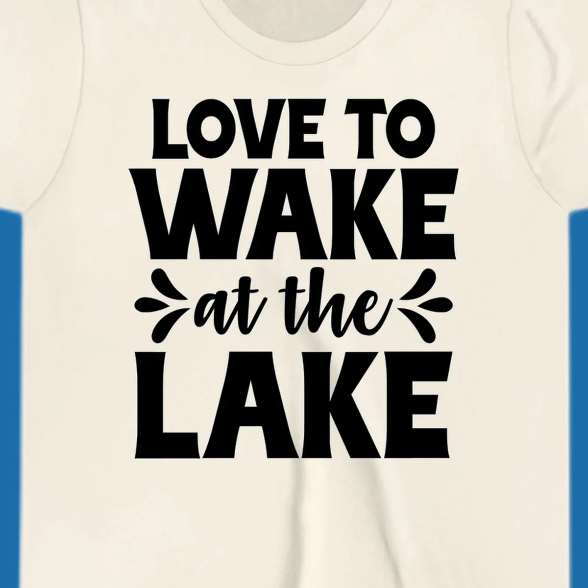 Typography design for 'Love To Wake At The Lake' featuring bold white lettering.