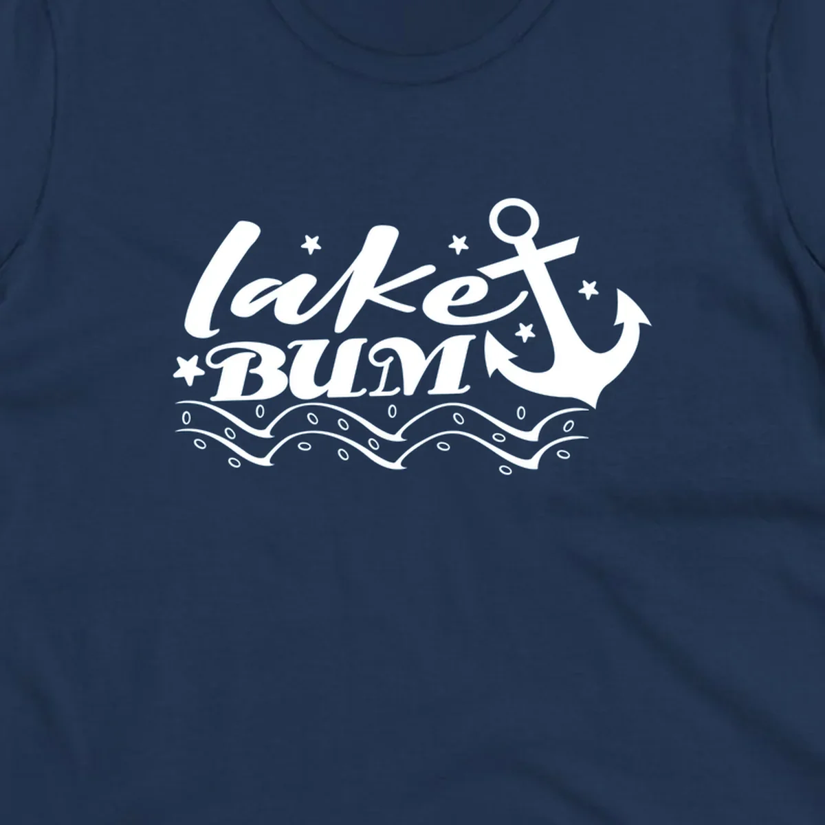 Lake bum anchor and waves text design.