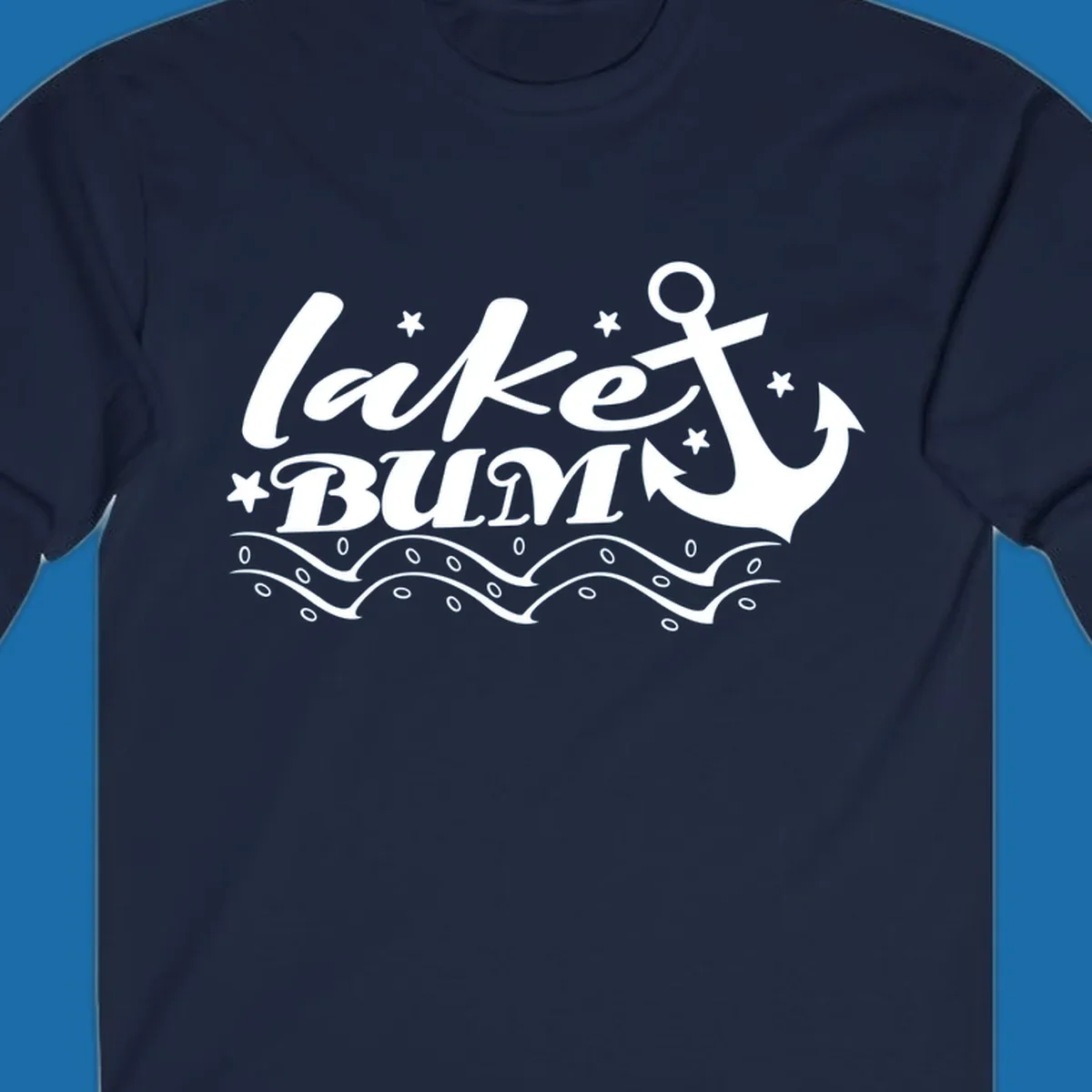 Lake bum anchor and waves text design.