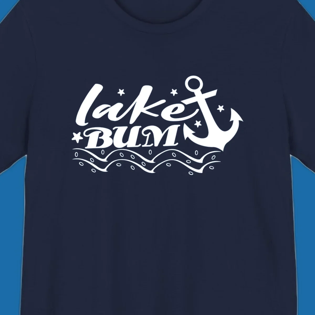 Lake bum anchor and waves text design.