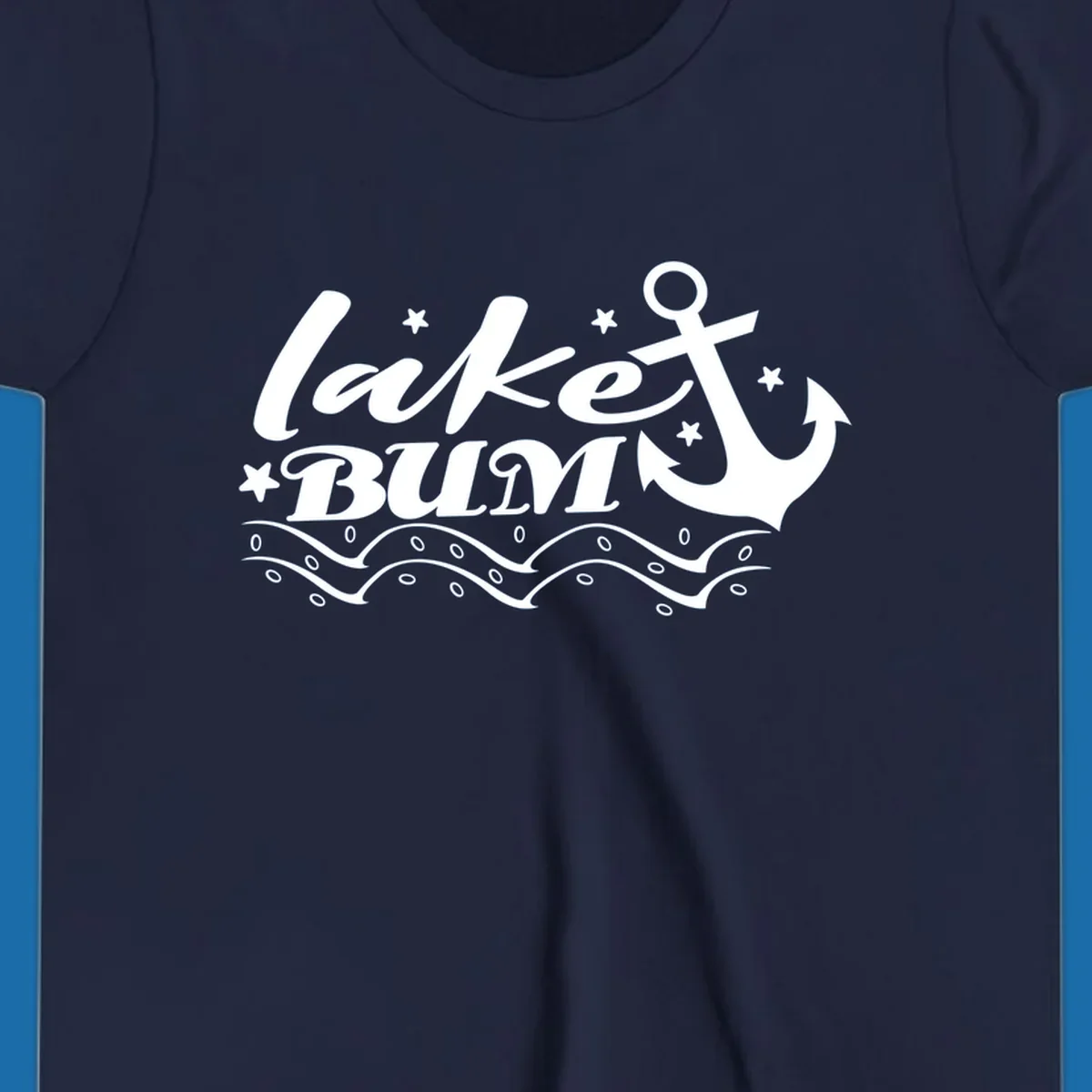 Lake bum anchor and waves text design.