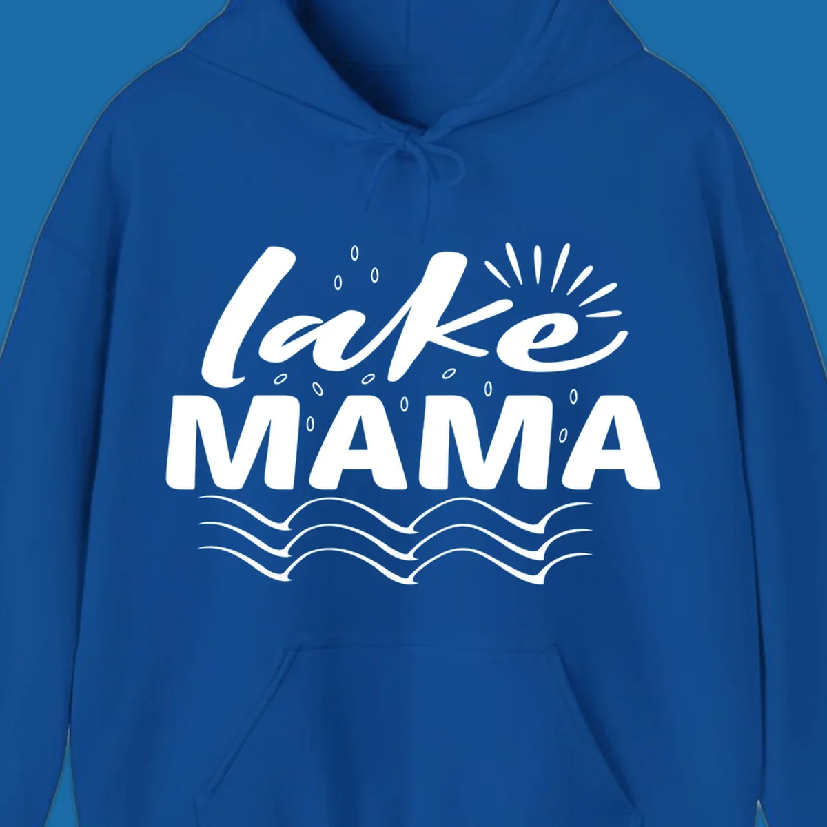 Lake Mama design with script text and wave graphics