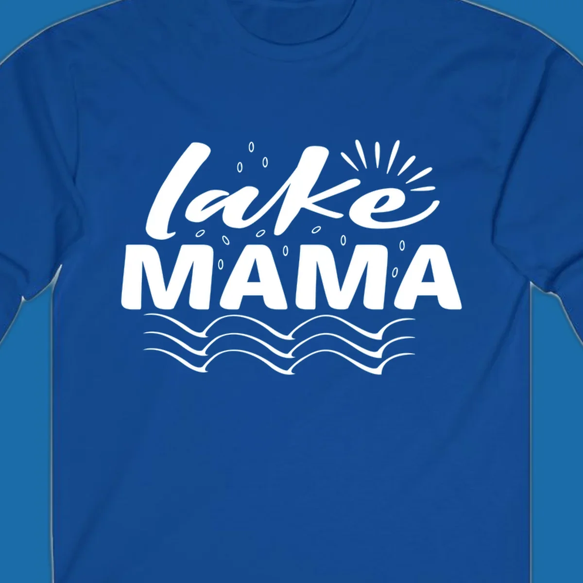 Lake Mama design with script text and wave graphics