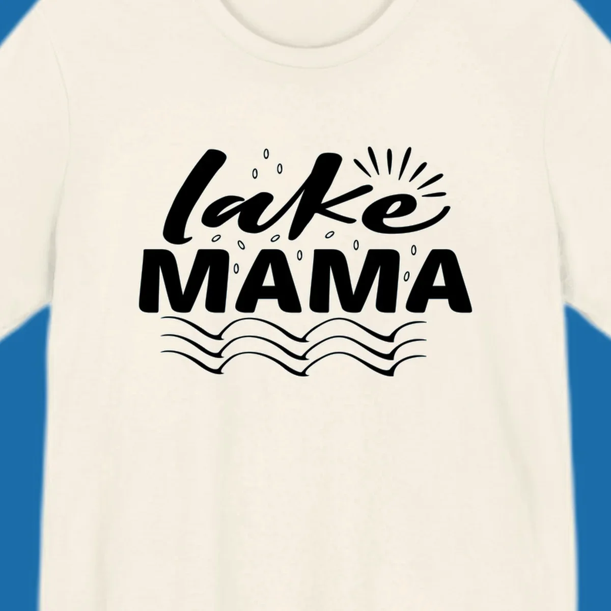 Lake Mama design with script text and wave graphics