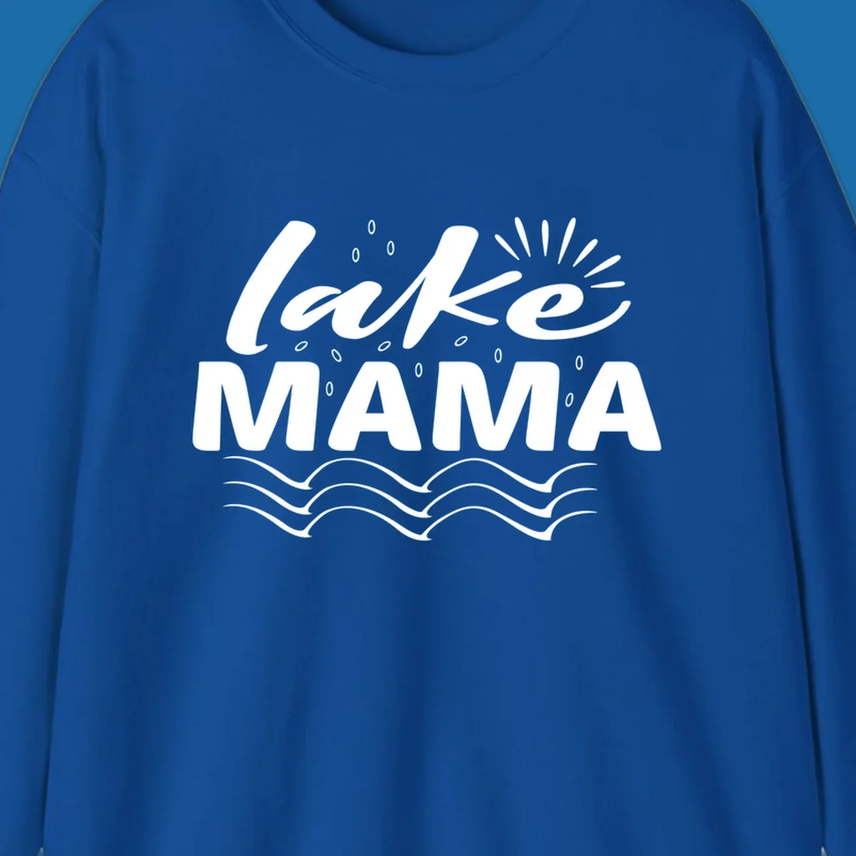 Lake Mama design with script text and wave graphics