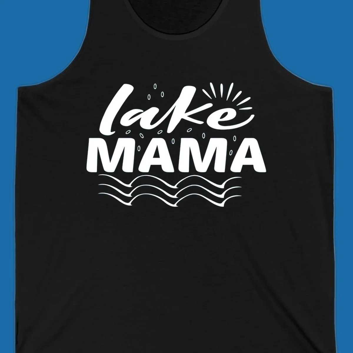 Lake Mama design with script text and wave graphics