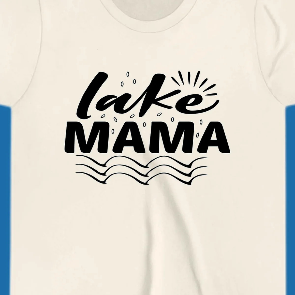 Lake Mama design with script text and wave graphics