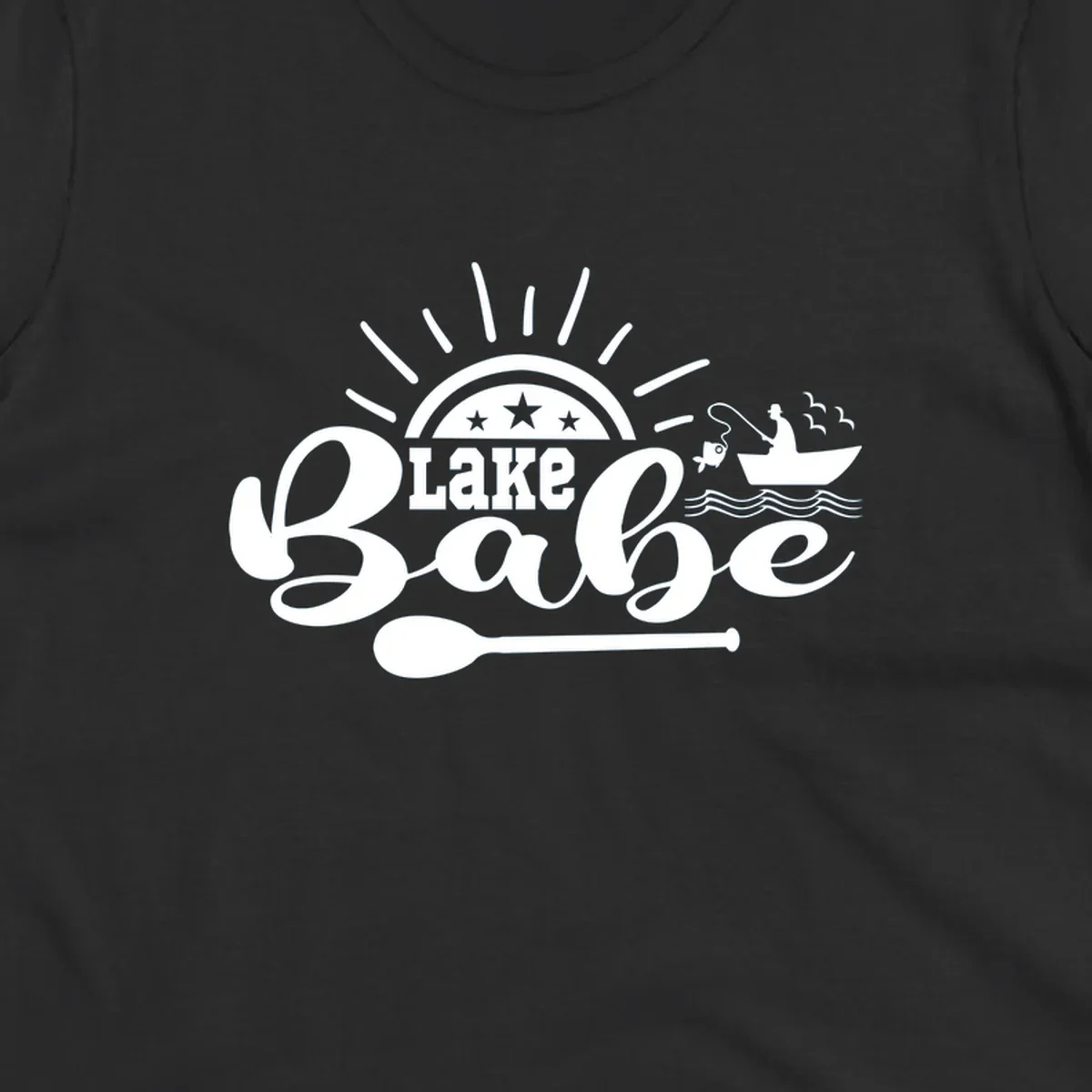 Lake Babe fishing boat design with sun and oar