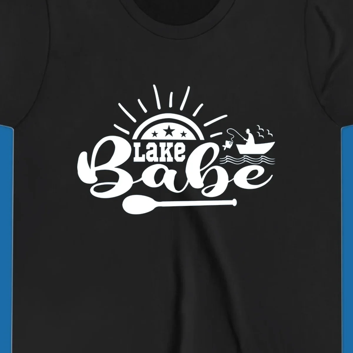 Lake Babe fishing boat design with sun and oar