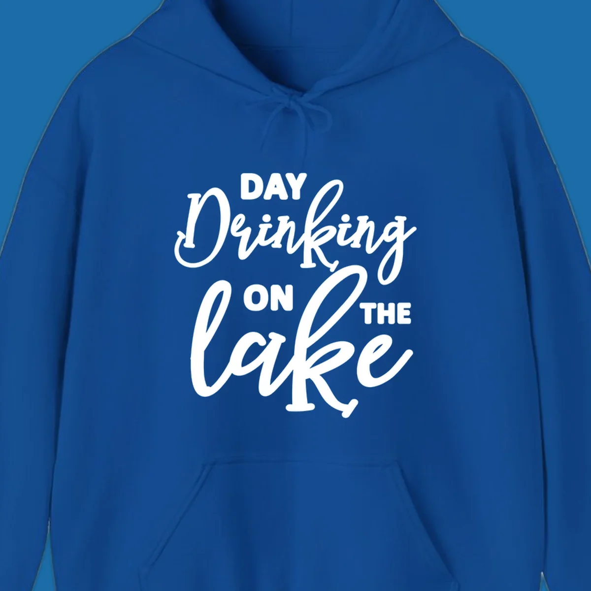 Typography design reading 'Day Drinking On The Lake' for lake day apparel.