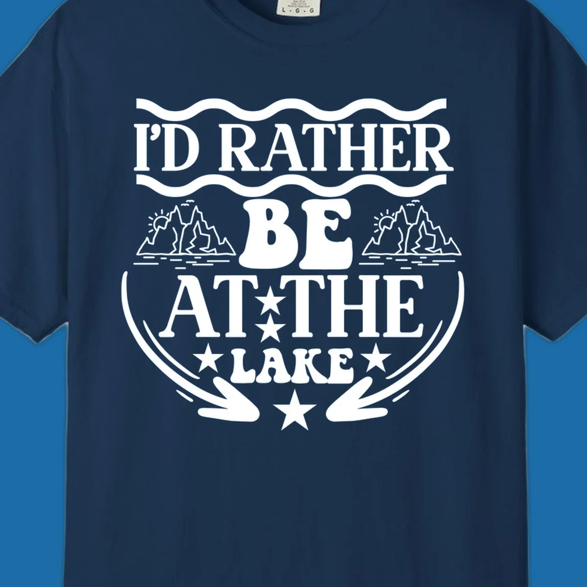I'd Rather Be At The Lake mountain graphic tee design