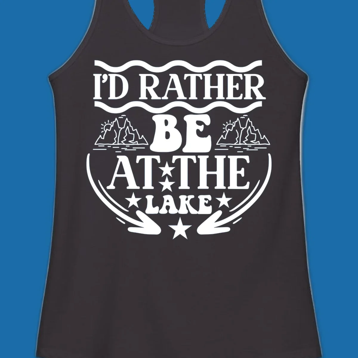 I'd Rather Be At The Lake mountain graphic tee design