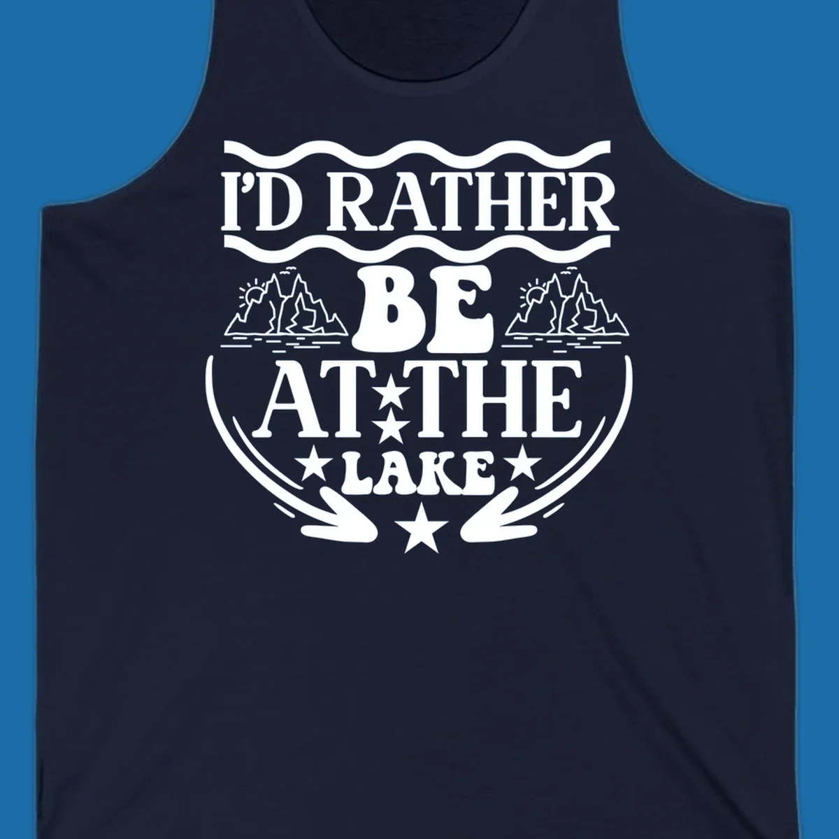 I'd Rather Be At The Lake mountain graphic tee design