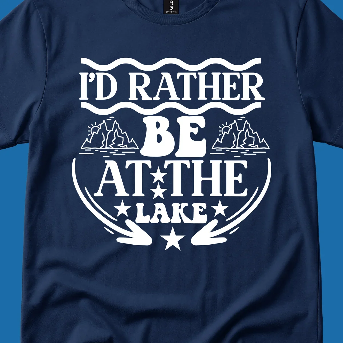 I'd Rather Be At The Lake mountain graphic tee design