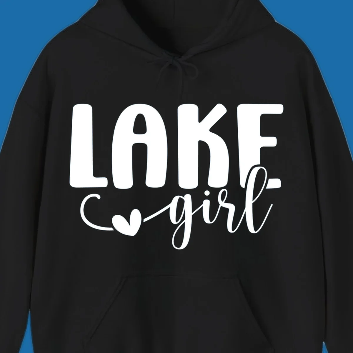 Lake girl text design with a heart accent.