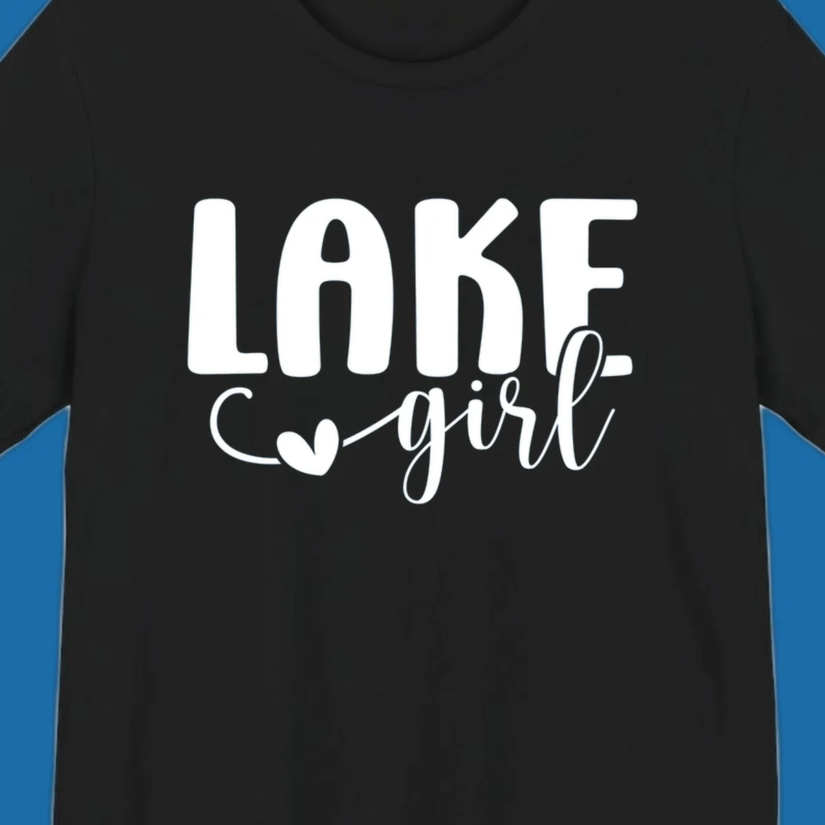 Lake girl text design with a heart accent.