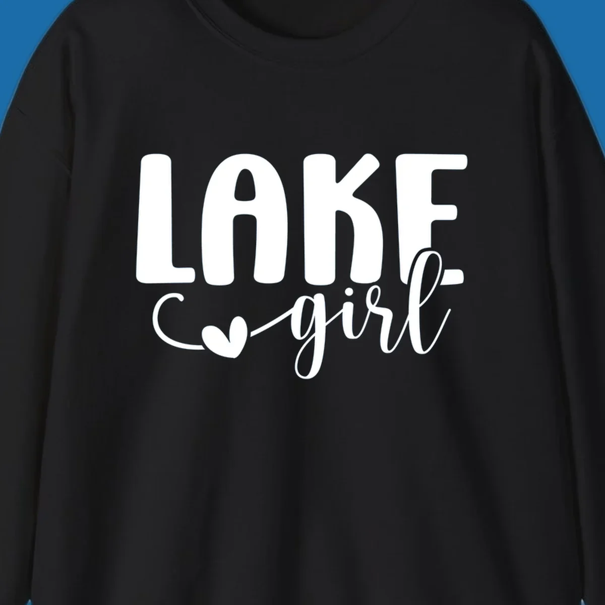 Lake girl text design with a heart accent.
