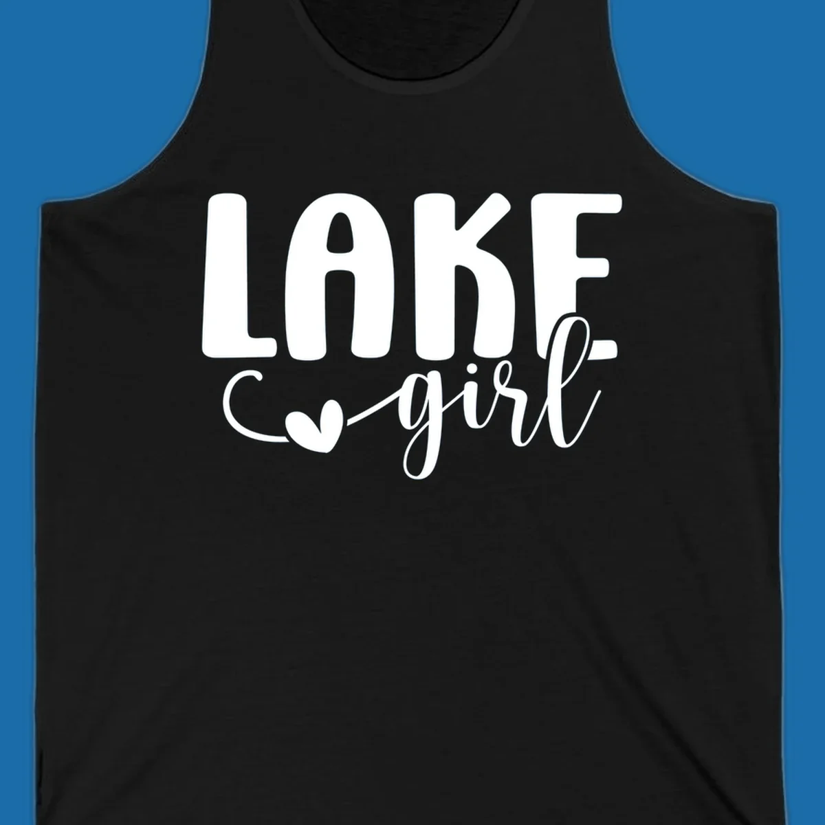 Lake girl text design with a heart accent.