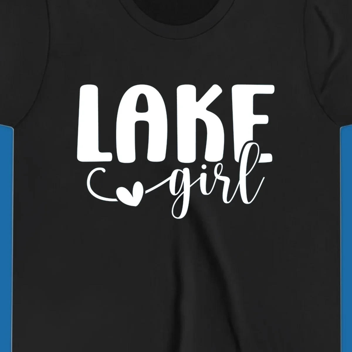Lake girl text design with a heart accent.