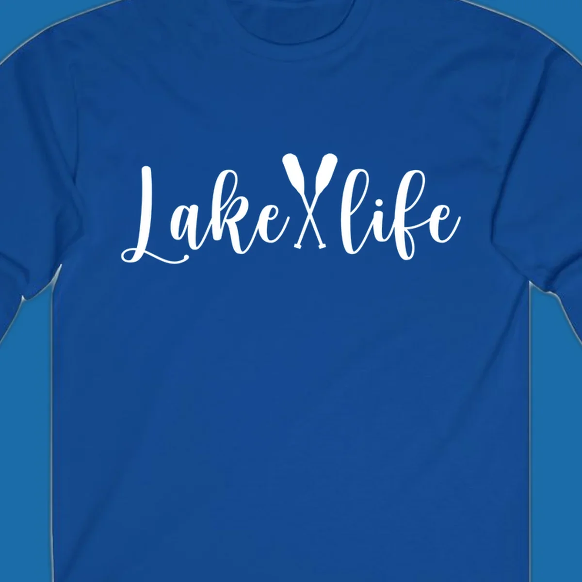 White text 'Lake Life' with crossed oars on a black background, representing lake-life-oars.