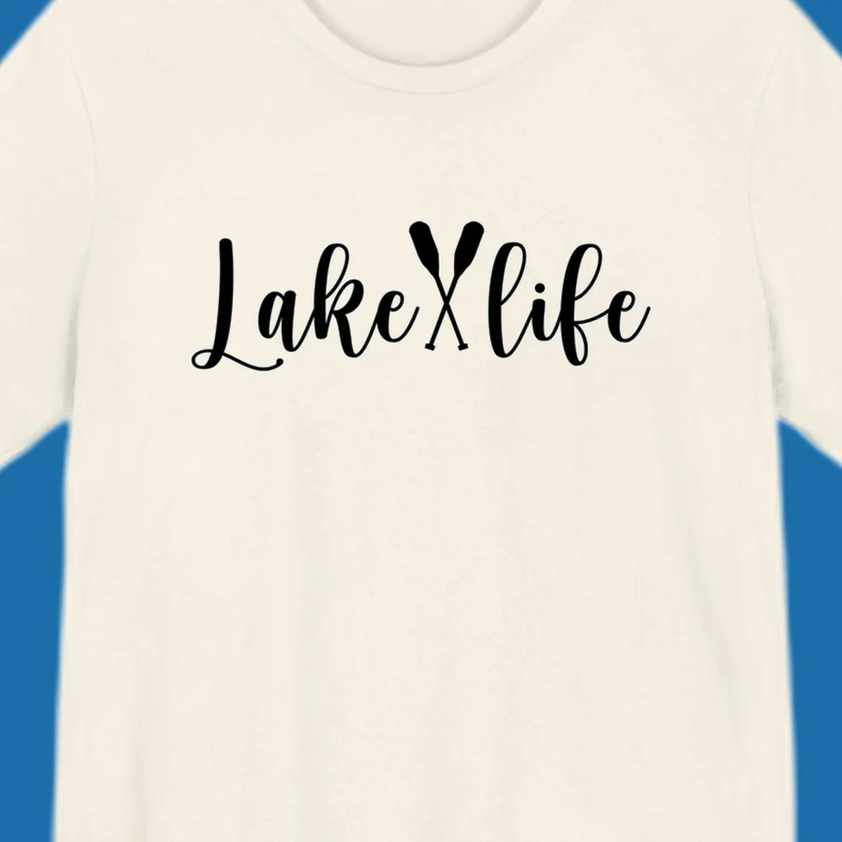 White text 'Lake Life' with crossed oars on a black background, representing lake-life-oars.