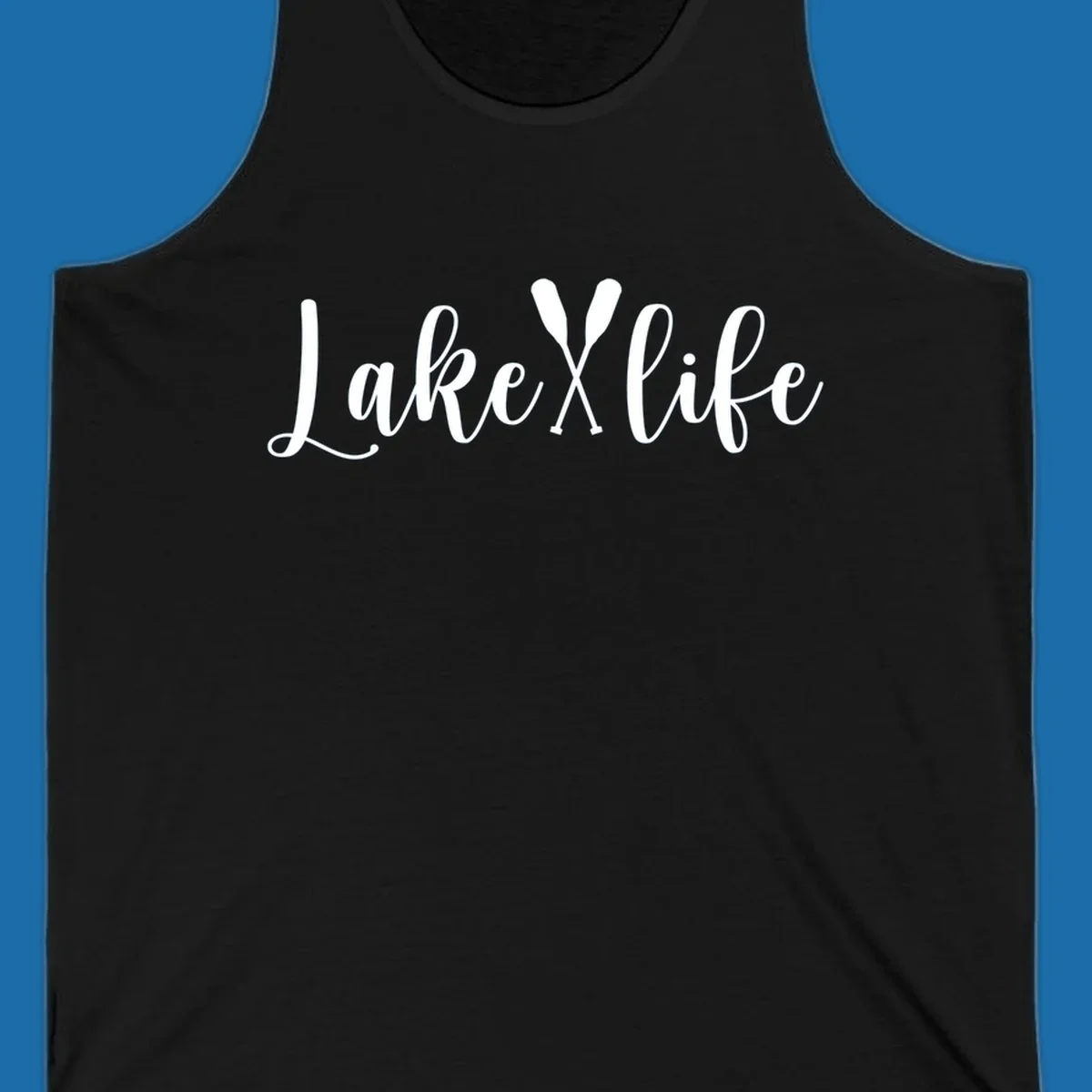 White text 'Lake Life' with crossed oars on a black background, representing lake-life-oars.