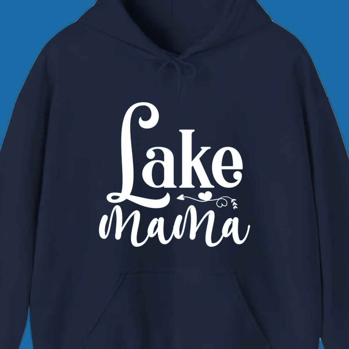 Lake Mama text design with arrow and heart graphic.