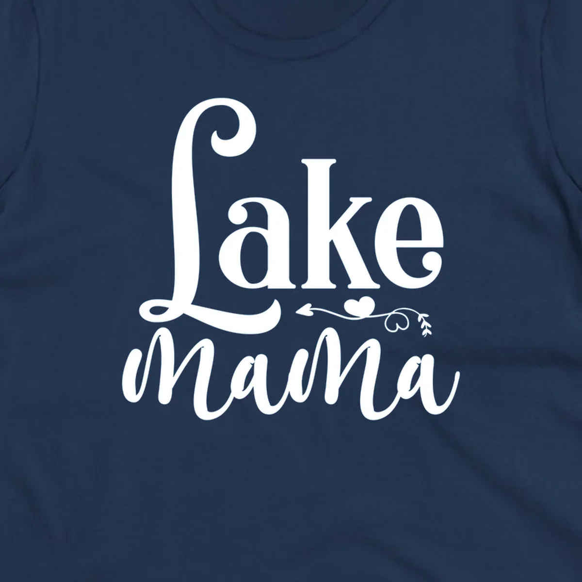 Lake Mama text design with arrow and heart graphic.