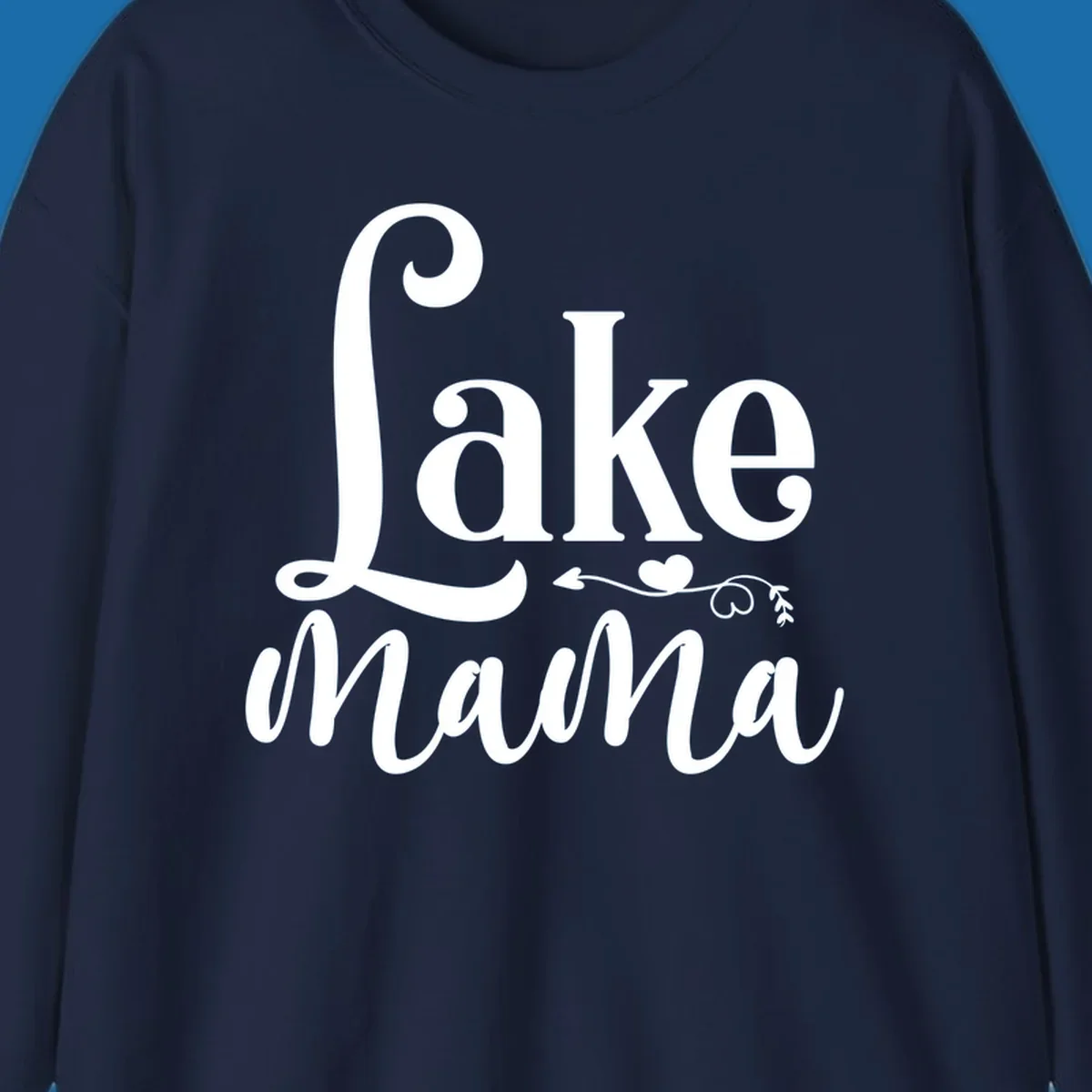 Lake Mama text design with arrow and heart graphic.
