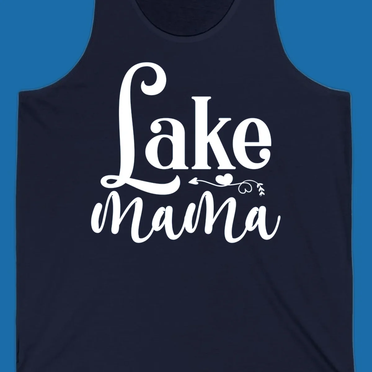 Lake Mama text design with arrow and heart graphic.