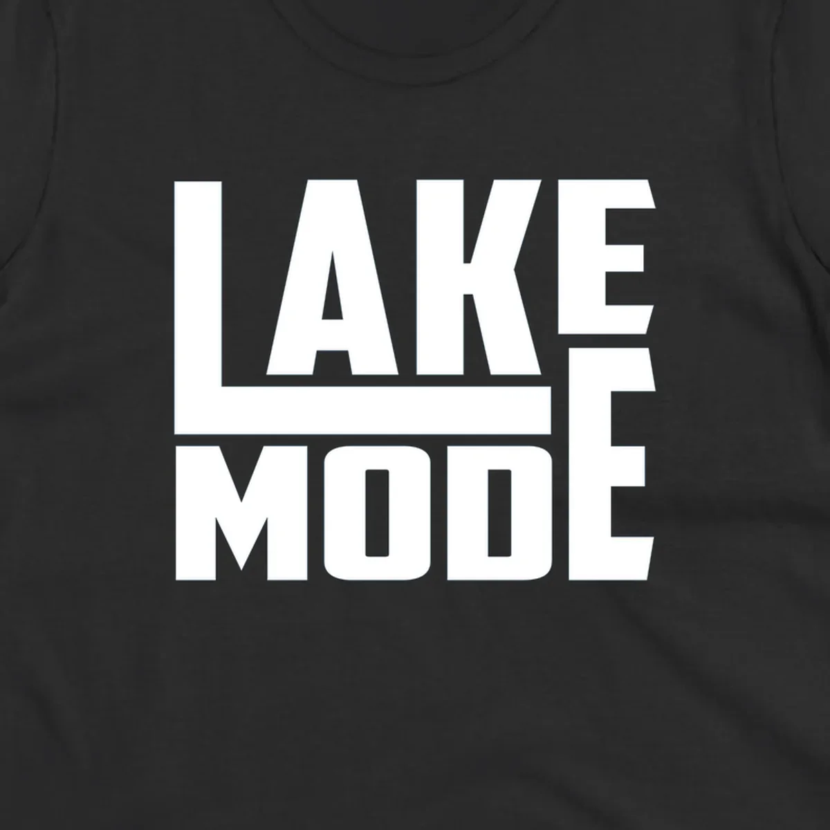 Bold white text reading LAKE MODE with a horizontal line, on a black background. lake-mode-typography