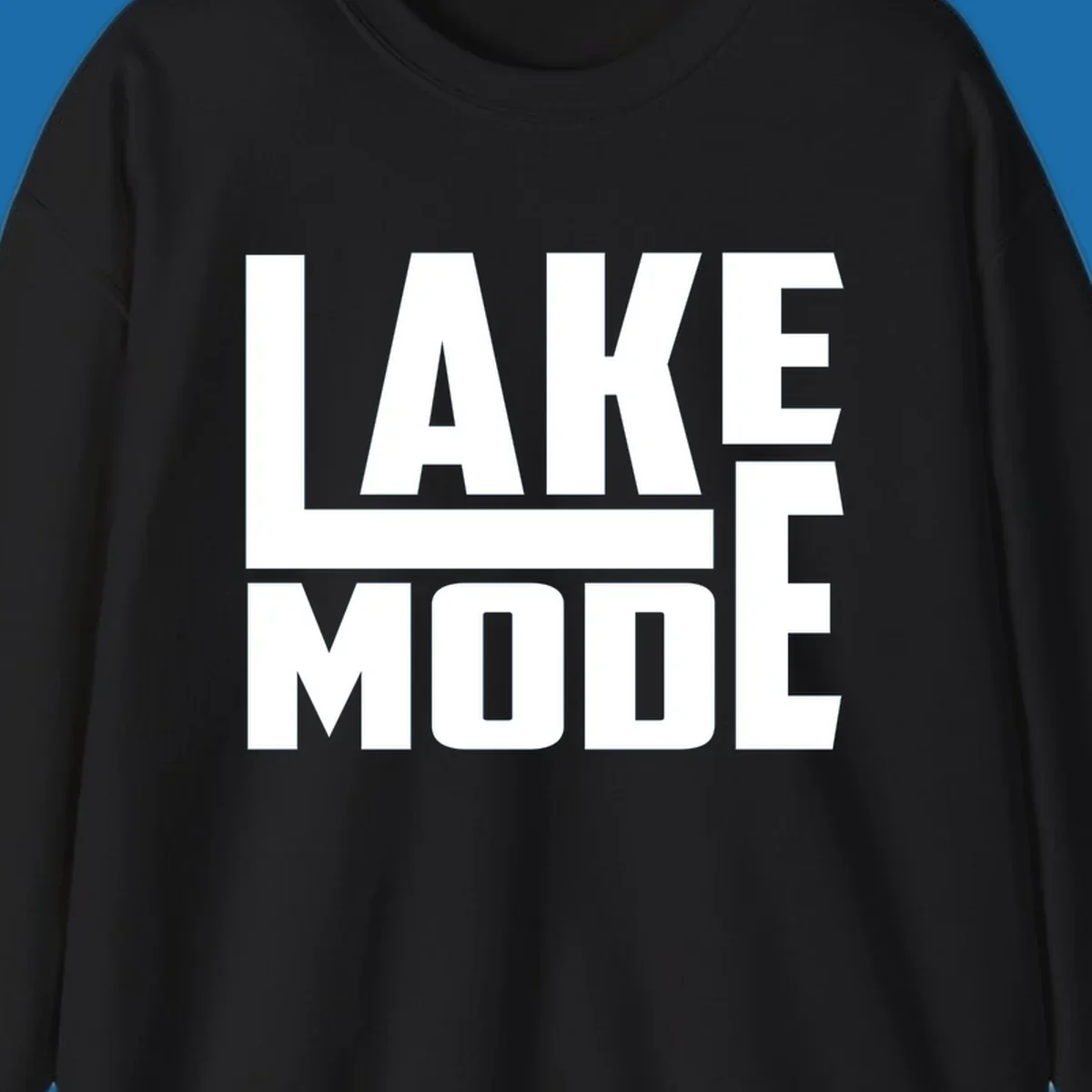 Bold white text reading LAKE MODE with a horizontal line, on a black background. lake-mode-typography