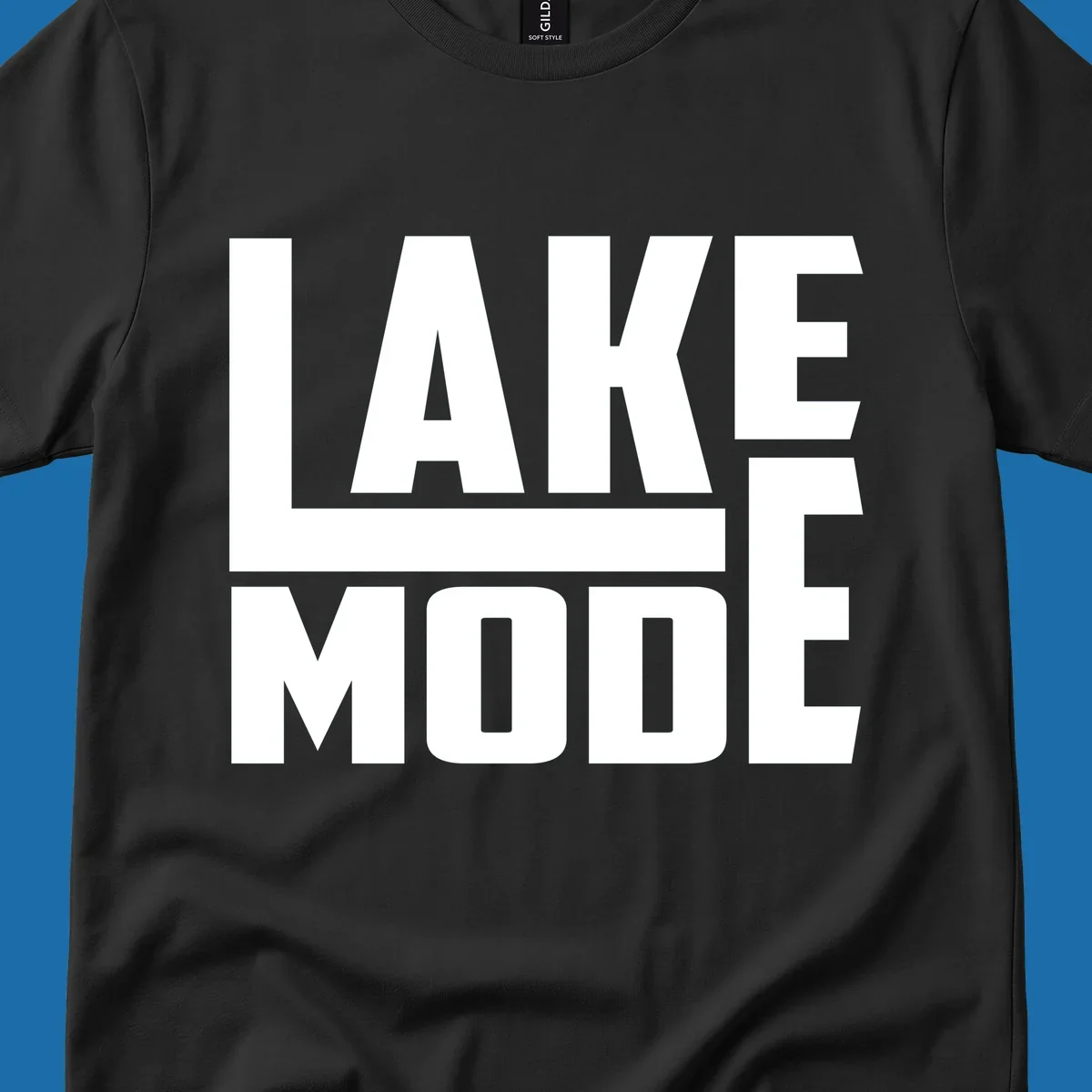 Bold white text reading LAKE MODE with a horizontal line, on a black background. lake-mode-typography