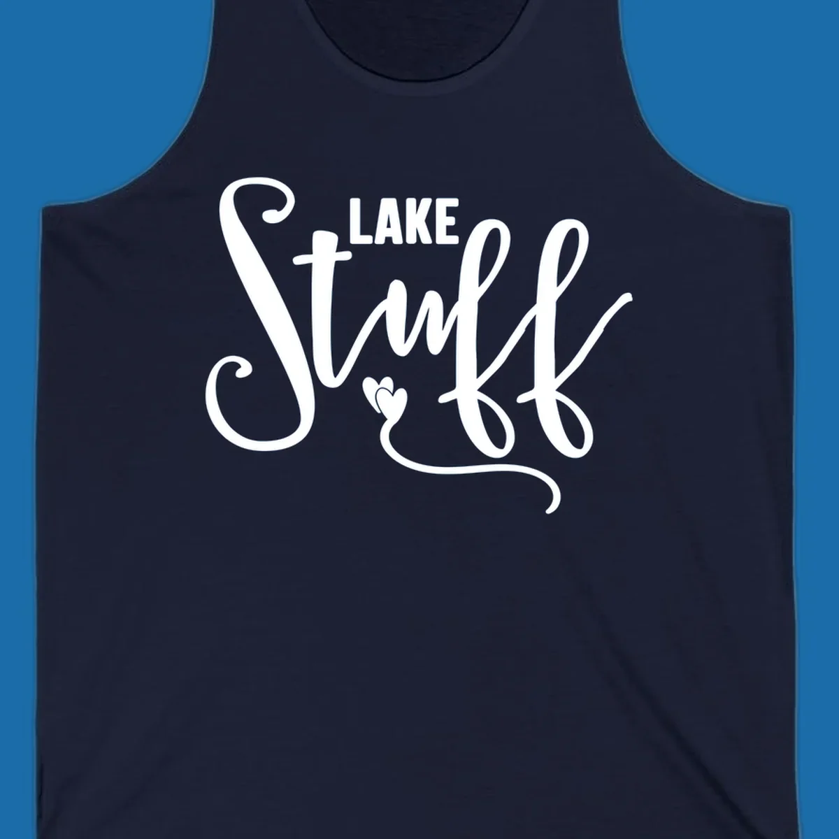 White text 'LAKE Stuff' with a heart detail, on a black background.