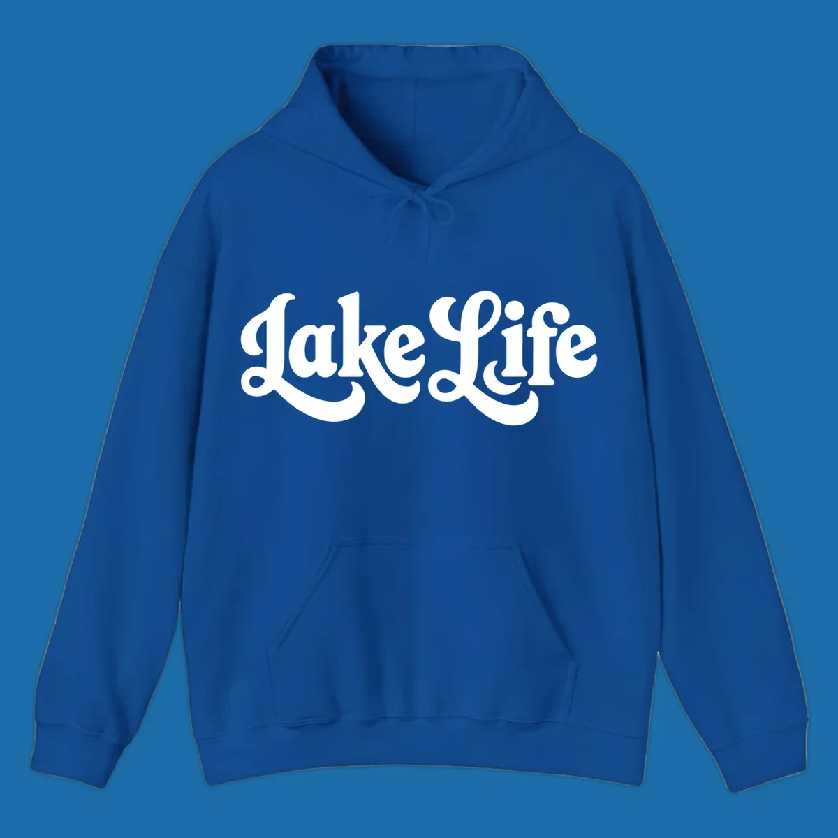 Retro "Lake Life" script text design on black and white backgrounds.