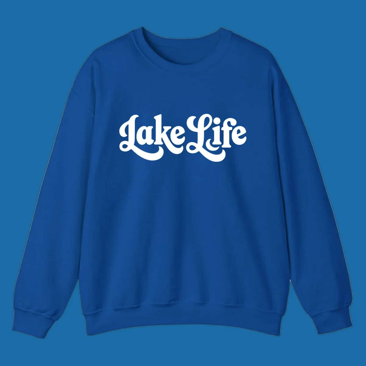 Retro "Lake Life" script text design on black and white backgrounds.
