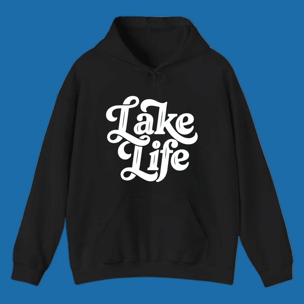 Retro white script text 'Lake Life' on a dark background, and black script text 'Lake Life' on a light background.