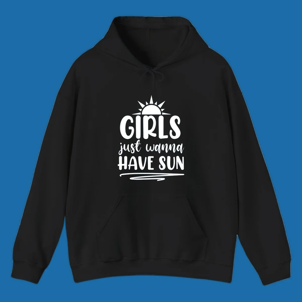 Girls just wanna have sun text and sun graphic for summer lake days.