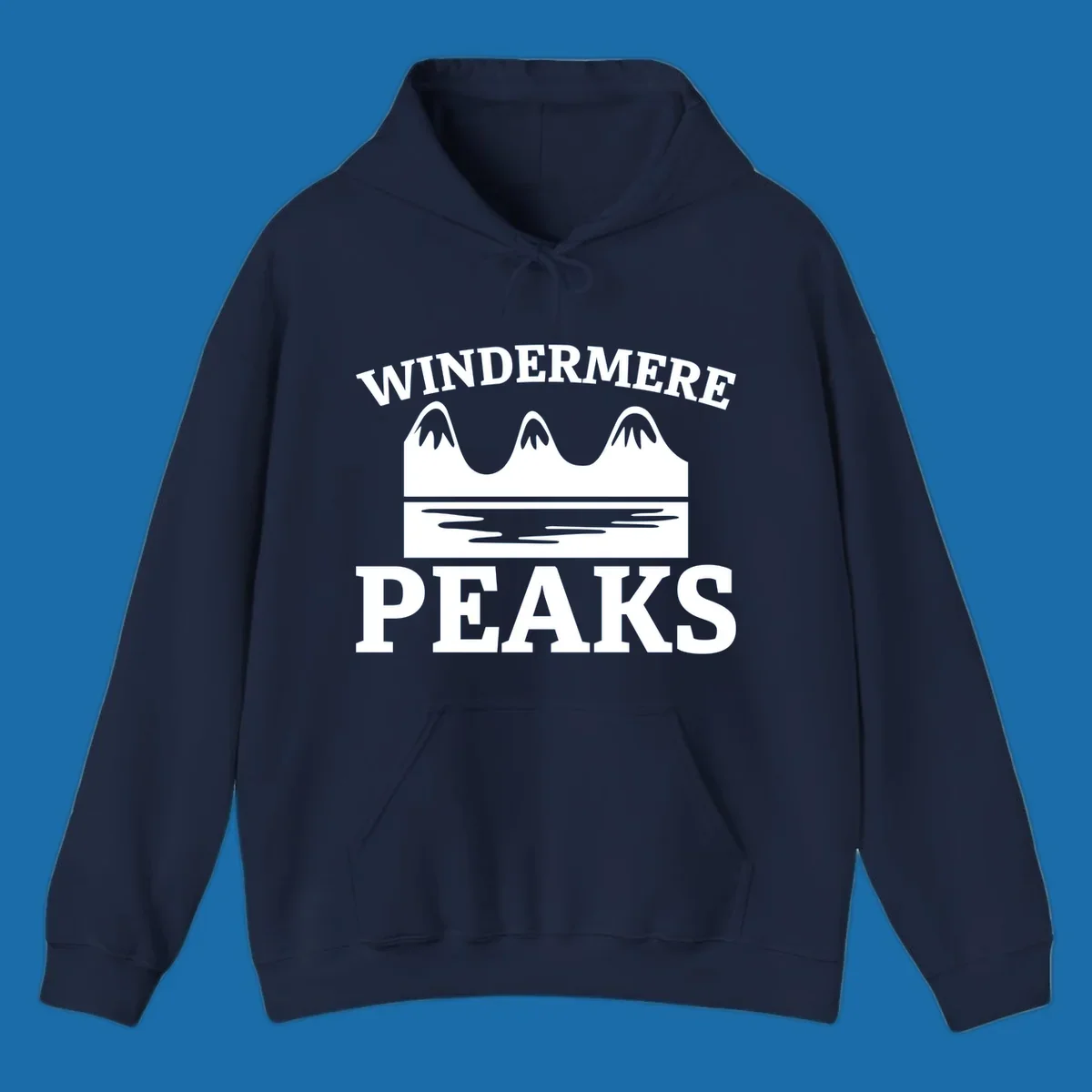 Windermere Peaks mountain and lake graphic with text.