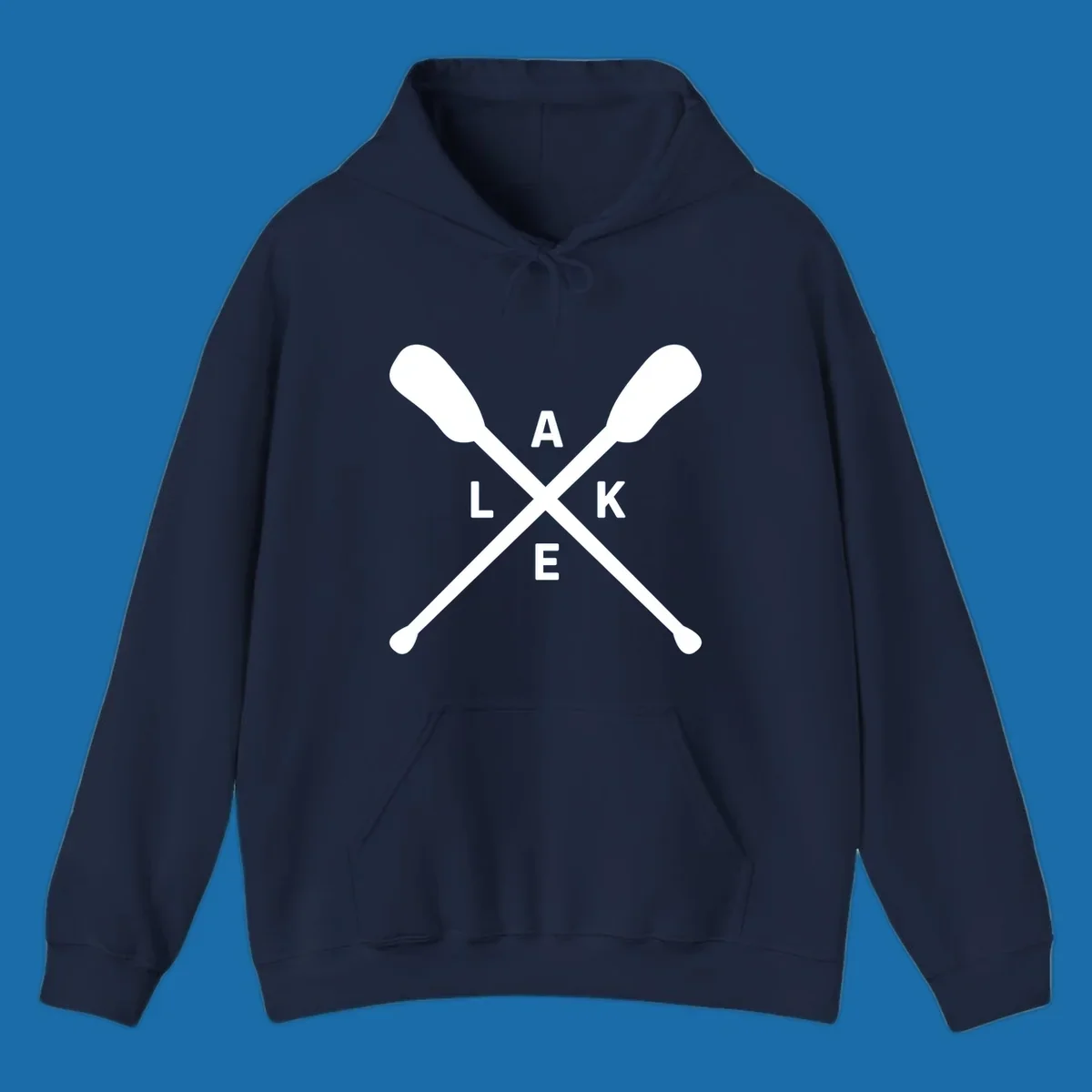 Crossed oars with the word LAKE in the center, representing lake day adventures.