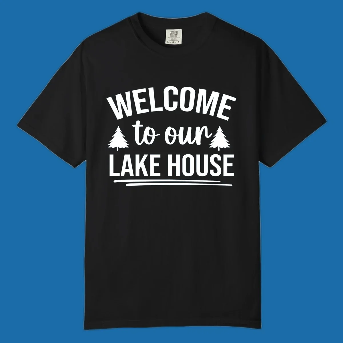 Welcome to our lake house design with trees. lake-house-welcome.