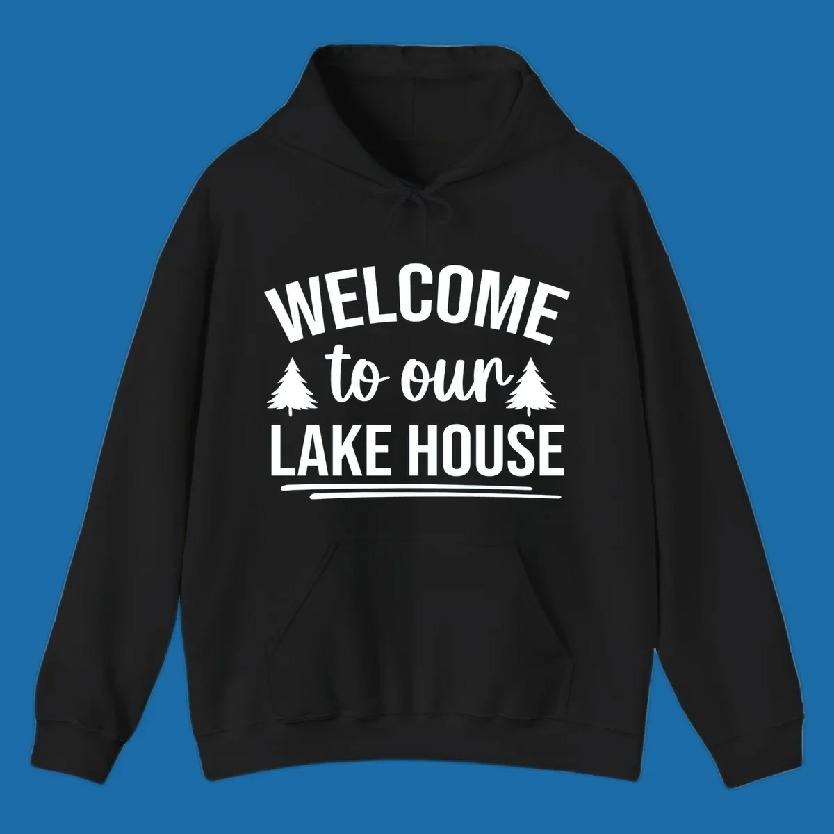 Welcome to our lake house design with trees. lake-house-welcome.