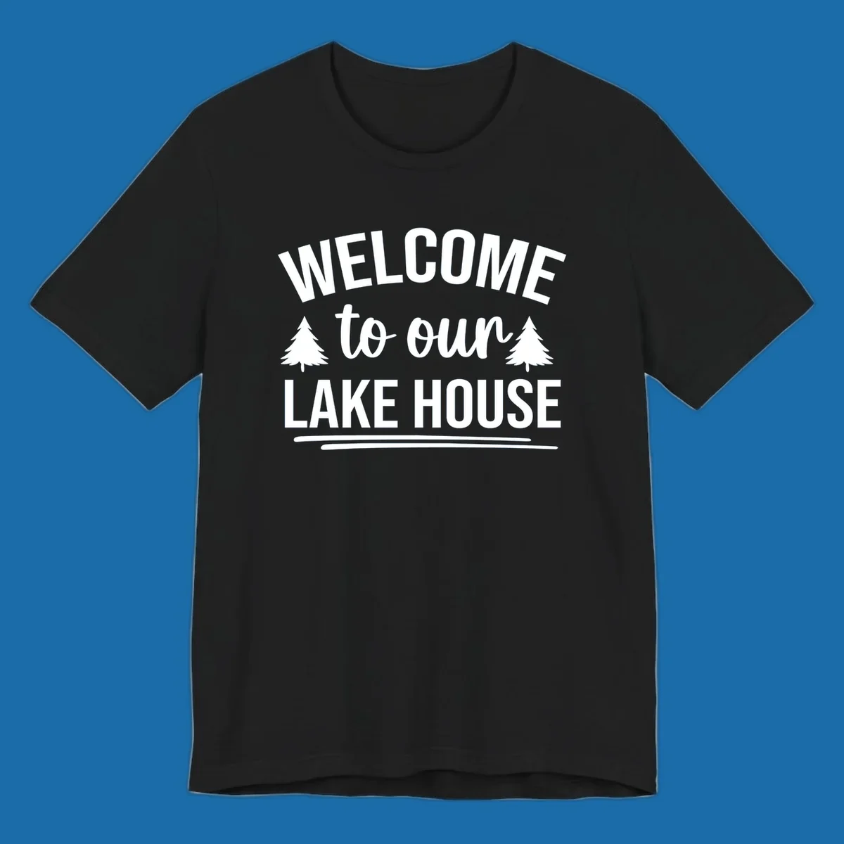 Welcome to our lake house design with trees. lake-house-welcome.